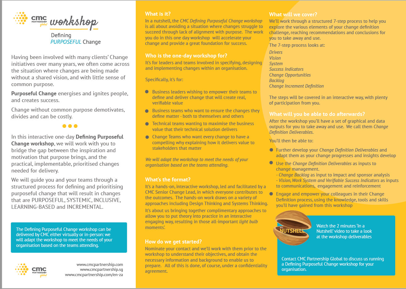 Change Definition Workshop Front Page